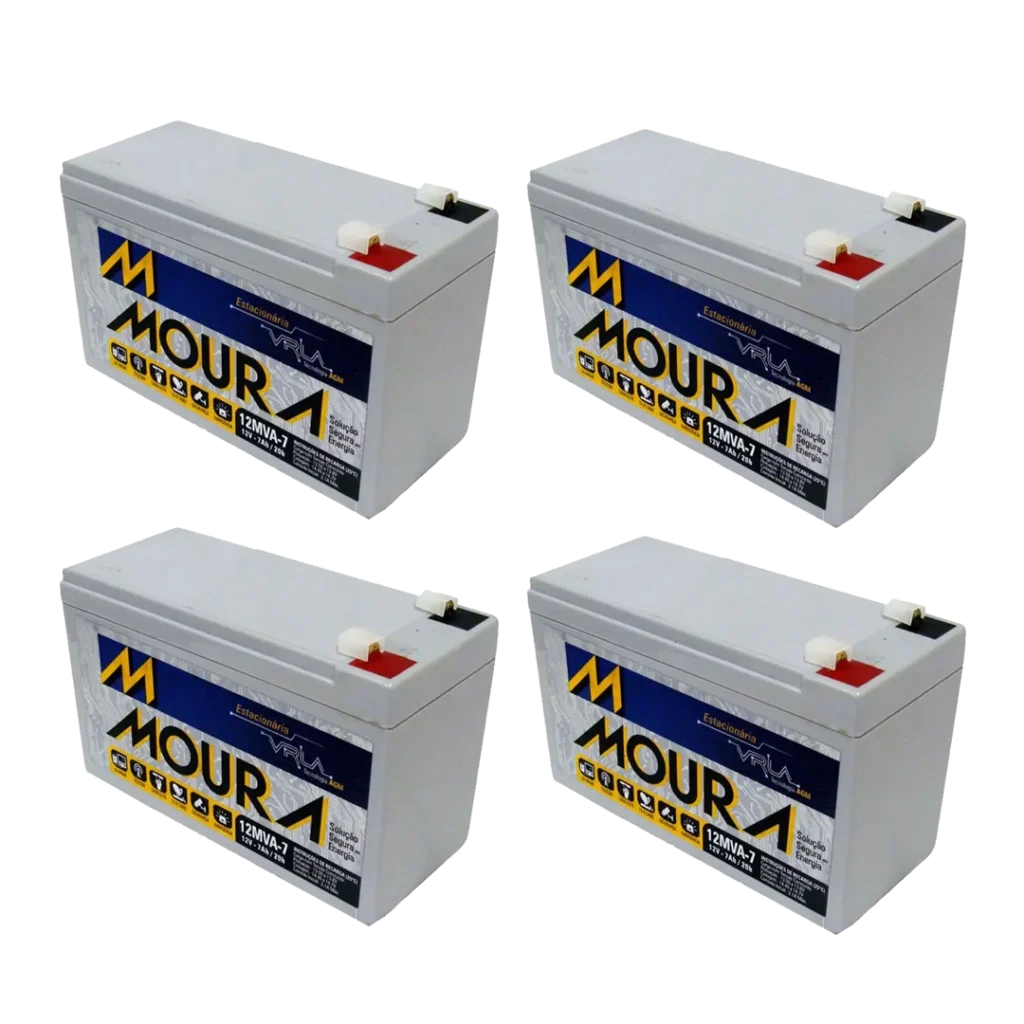 Jogo com 4 Bateria Moura 12v 7ah
