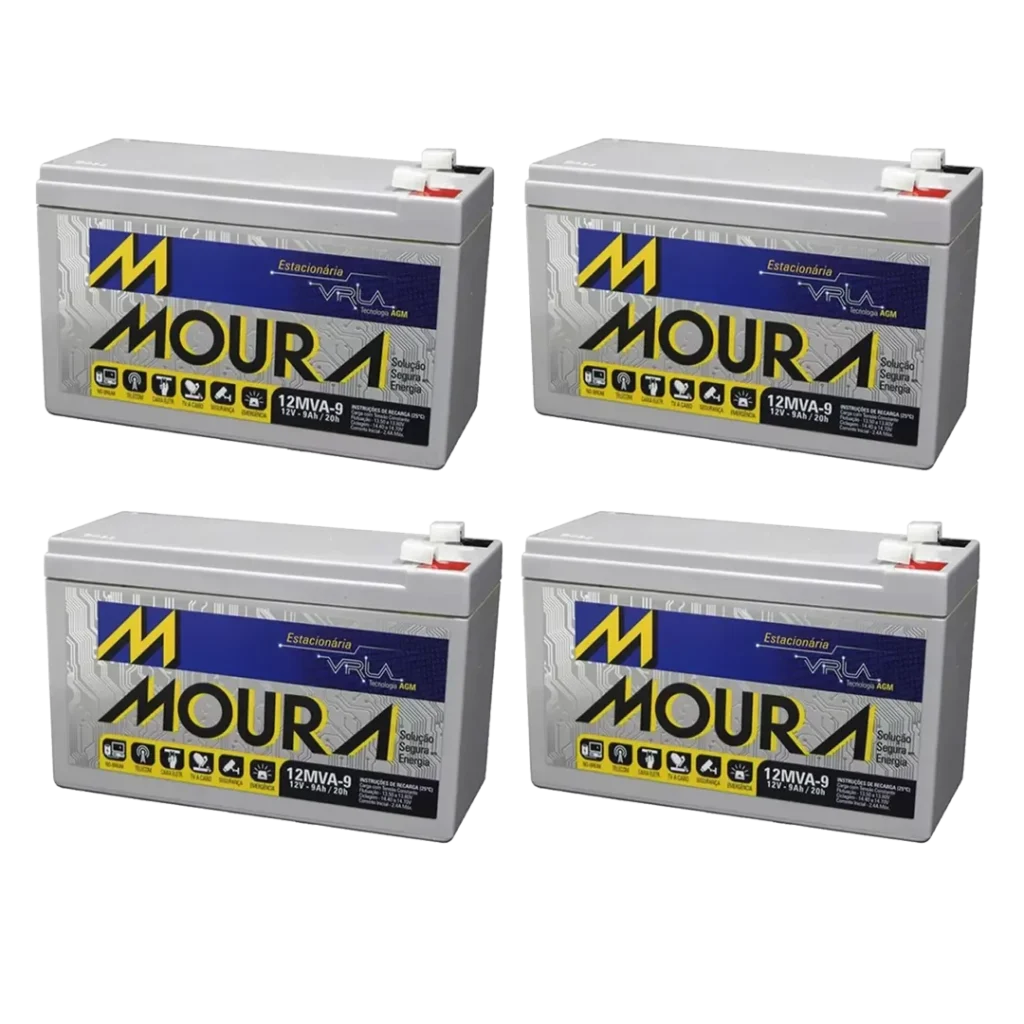 Jogo de 4 Bateria Moura 12v 9ah